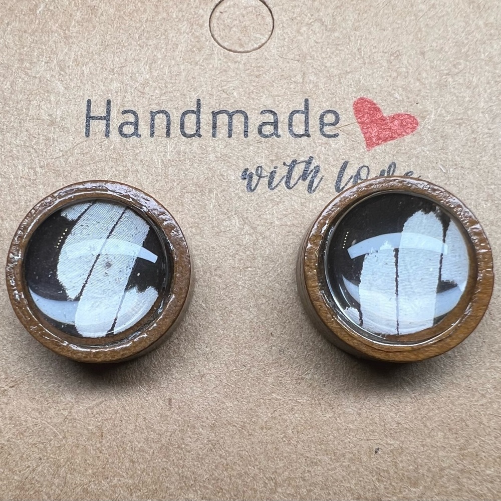 Handmade Brown and White Earrings